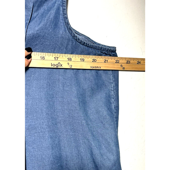 Knox Rose Chambray Embroidered Hi-low Hem Tunic Top Boho Beachy Size Large - Picture 3 of 9